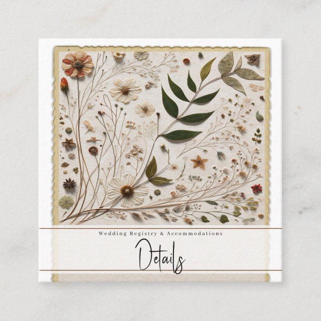 Botanische Blume & Blätter Hochzeit der Natur Quadratische Visitenkarte (Vorderseite)