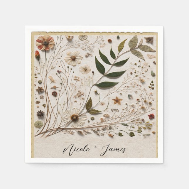 Botanische Blume & Blätter Hochzeit der Natur Serviette (Vorderseite)