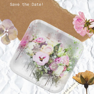 Botanische Blume Bouquet Art Abstrakte Papierplatt Pappteller