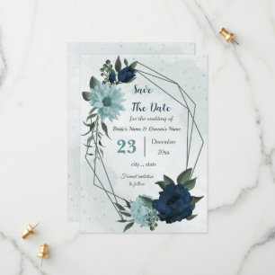 Botanische Blume der blauen Marine Save The Date