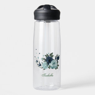 Botanische Blume der blauen Marine Trinkflasche