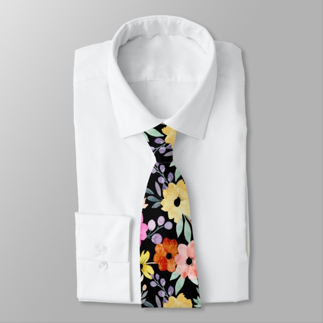Botanische Blume der modernen Wasserfarbe Neck T Krawatte (Gebunden)