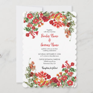 Botanische Blume Hochzeit im Roten Blumengarten Einladung
