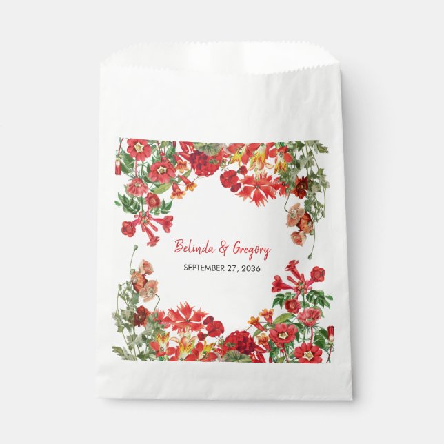 Botanische Blume Hochzeit im Roten Blumengarten Geschenktütchen (Vorderseite)