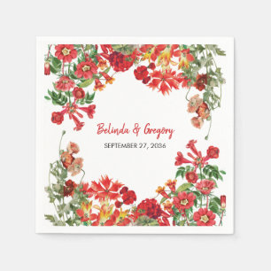 Botanische Blume Hochzeit im Roten Blumengarten Serviette