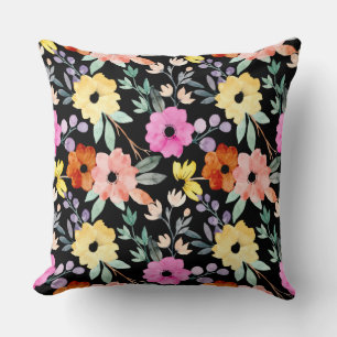 Botanische Blume in modernen Aquarellen P Kissen