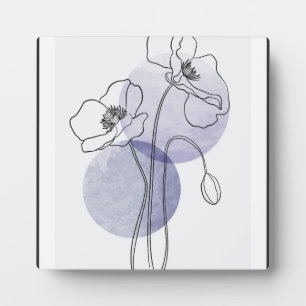 Botanische Blume Linienkunst mit Dreieck und Kreis Fotoplatte