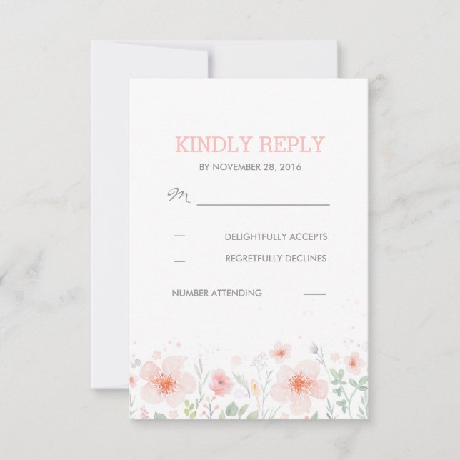 Botanische Blume Meadow Wedding RSVP Karte (Vorderseite)