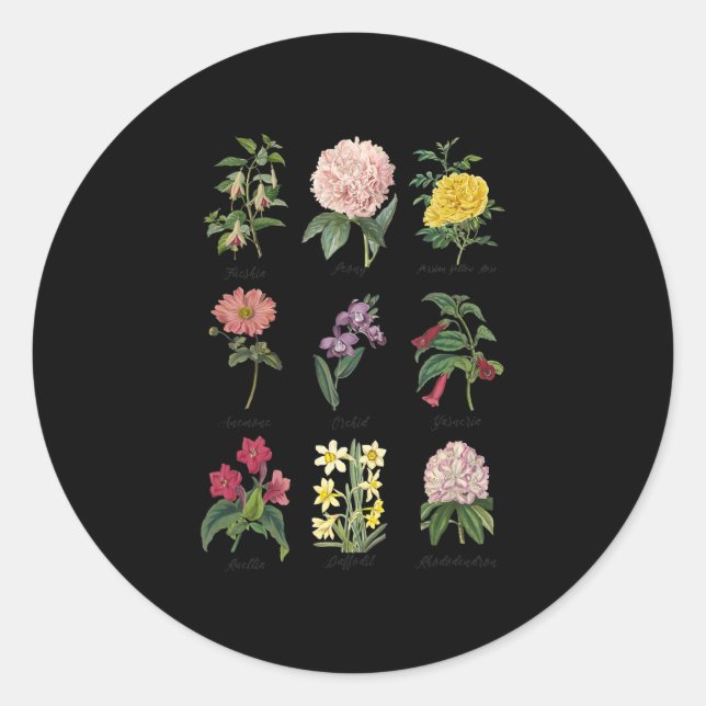 botanische Blume Runder Aufkleber (Vorderseite)