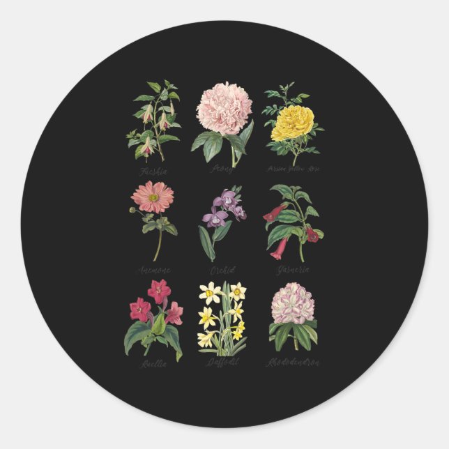 botanische Blume Runder Aufkleber (Vorderseite)