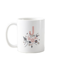Botanische Blume Schwarze Pint Floral Monogramm