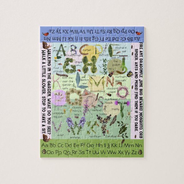 Botanische Blume und Bug ABC Alphabet Puzzle (Vertikal)