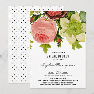 Botanische Blume Vintag Bridal Brunch Einladung
