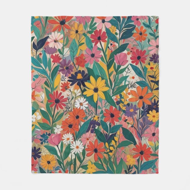 Botanische Blumen Kunst, Dichtung und Musik Fleecedecke (Vorderseite)