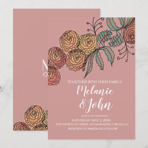 Botanische Blumen Nelken Grün Hochzeit Einladung