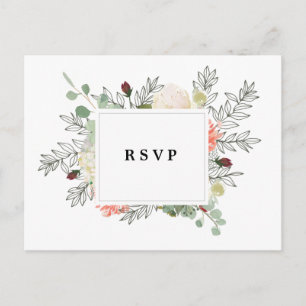 Botanische Blumen uAwg Postkarte Hochzeit
