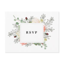 Botanische Blumen uAwg Postkarte Hochzeit