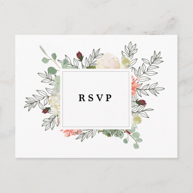 Botanische Blumen uAwg Postkarte Hochzeit (Vorderseite)