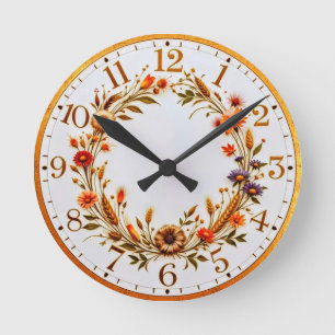Botanische Blumen-Uhr Runde Wanduhr