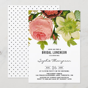 Botanische Blumen Vintage-Bridal-Luncheon Einladung