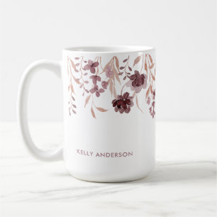 Botanische Blumenblätter Mit Monogramm Kaffeetasse