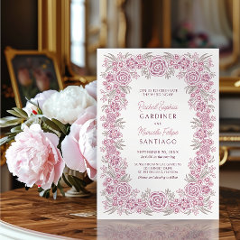 Botanische Blumendusty-Rose Blush Burgundy Wedding Einladung