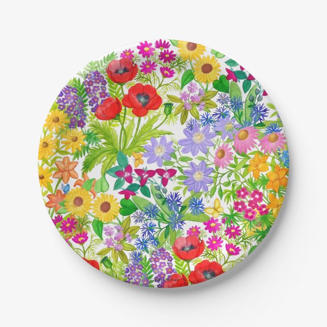 Botanische Blumengarten-Blumen-PapierTeller Pappteller (Vorderseite)