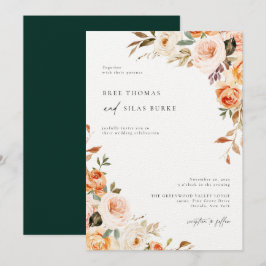 Botanische Blumenhochzeit im Herbst Einladung
