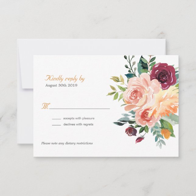 Botanische Blumenhochzeit RSVP Karte (Vorderseite)