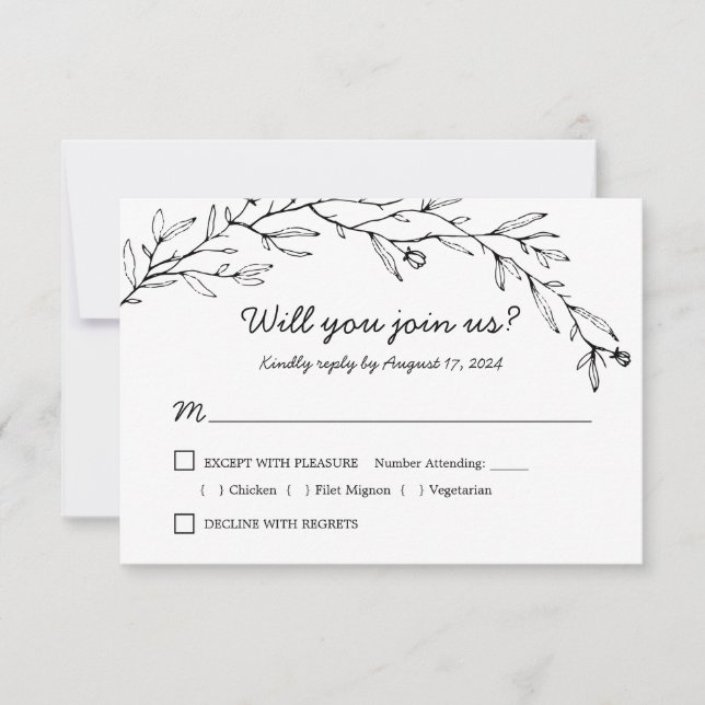 Botanische Blumenhochzeit RSVP mit Wahlmöglichkeit Karte (Vorderseite)
