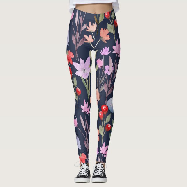 Botanische Blumenmuster-Mode Leggings (Vorderseite)
