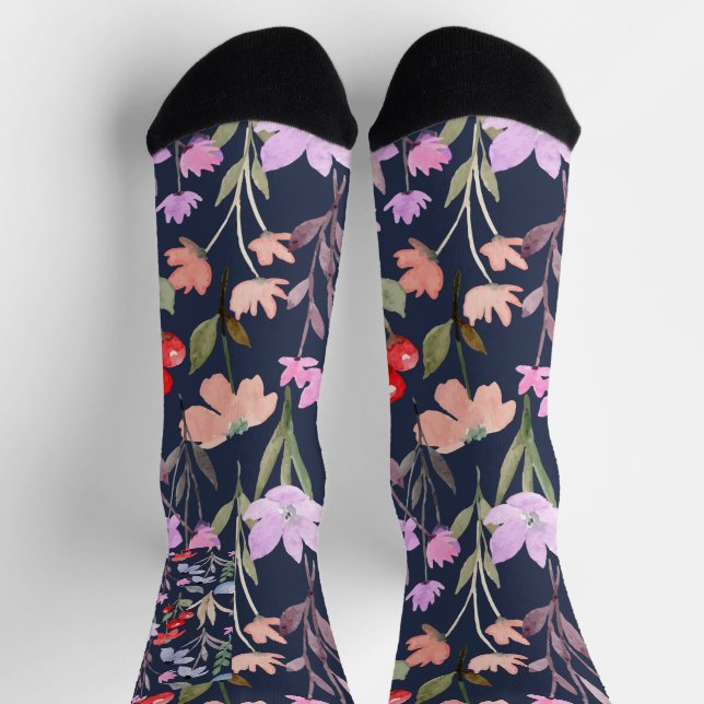 Botanische Blumenmuster-Mode Socken (Oben)