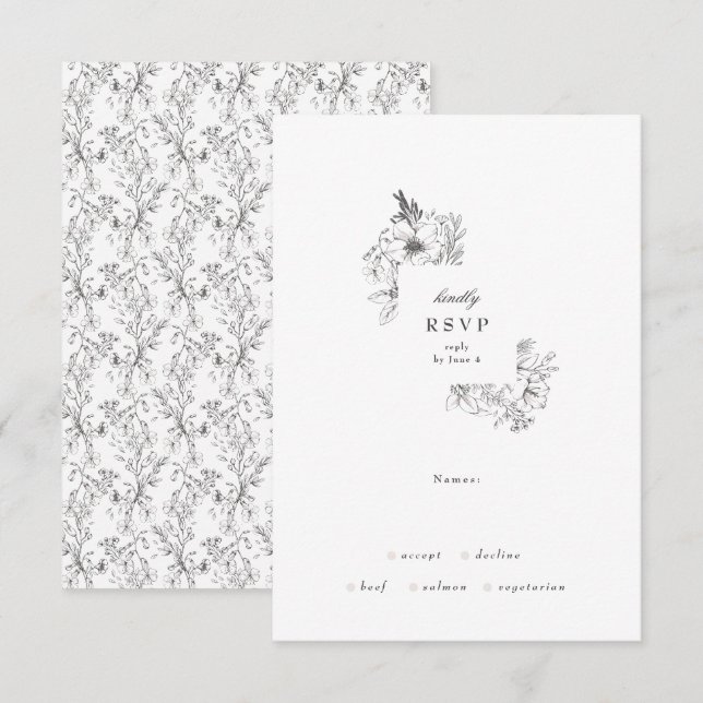 Botanische Blumenzeremonie RSVP Karte (Vorne/Hinten)