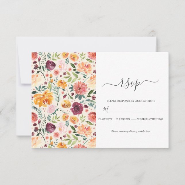 Botanische Blumenzwiebeln Wasserfarbenhochzeit RSVP Karte (Vorderseite)