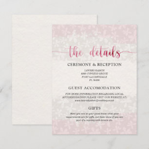 Botanische Blush Pink Aquarellfarbenkarte Begleitkarte