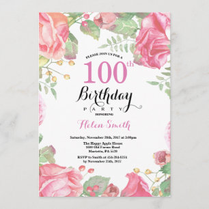Botanische Blüte 100. Geburtstag Einladung