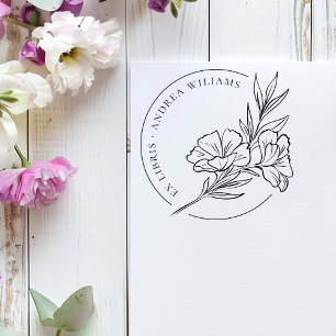 Botanische Blüte aus der Bibliothek der Ex Libris Gummistempel