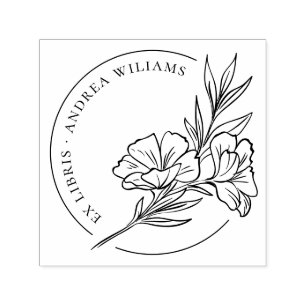 Botanische Blüte aus der Bibliothek der Ex Libris Permastempel
