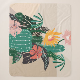 Botanische Blüte: Kaktus Vintage-Kunst. Sherpadecke