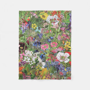 Botanische Blüten-Natur-Wildblume Fleecedecke