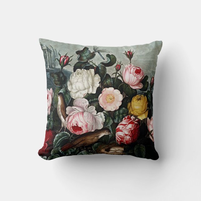 Botanische Blüten-Rosen-Kissen Kissen (Vorderseite)