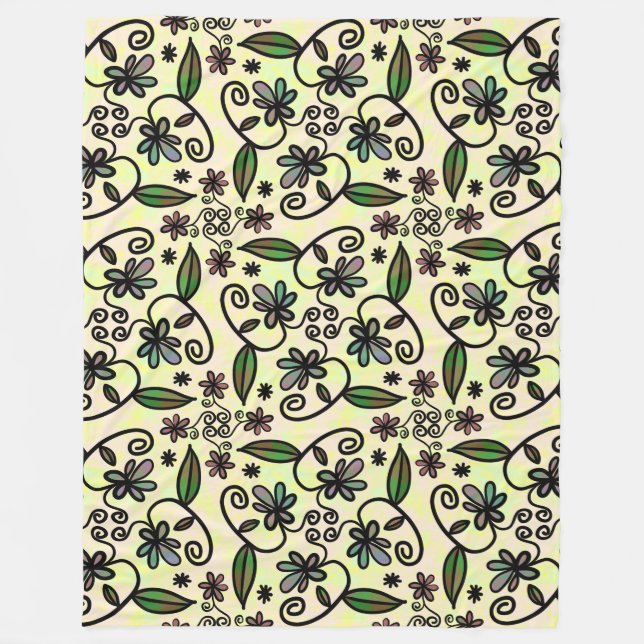 Botanische Blütendecke Fleecedecke (Vorderseite)