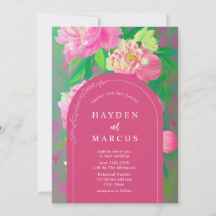 Botanische Blütenmalerei Rosa Arch Hochzeit Einladung