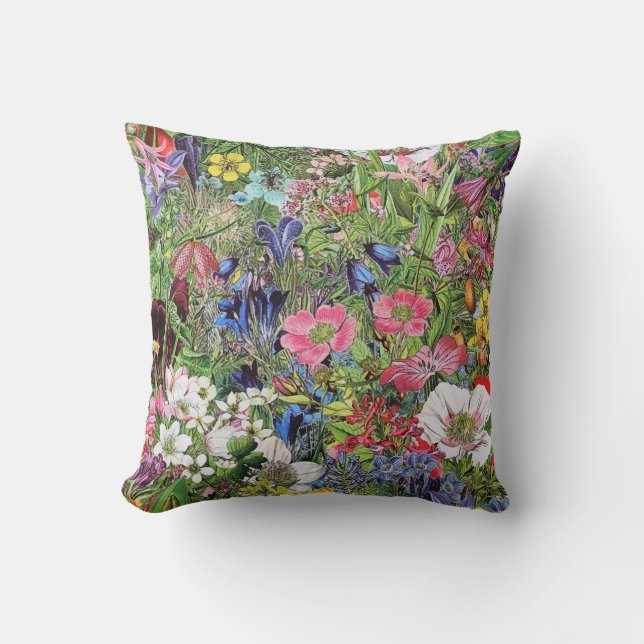 Botanische Blütennatur-Wildblume Kissen (Vorderseite)