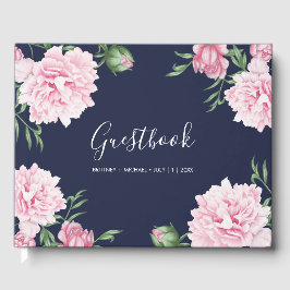 Botanische Blütenpink-Pink-Pony-Hochzeit der Marin Gästebuch