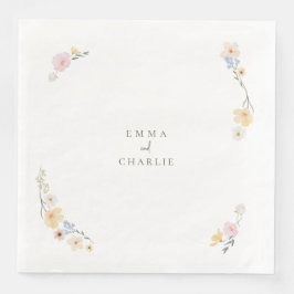 Botanische Boho Blume Skript Hochzeit Serviette