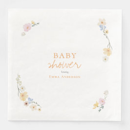 Botanische Boho-Blume Skriptbabydusche Serviette