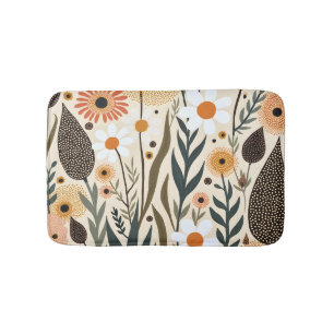 Botanische Boho Blumen Pflanzen Design 389 Badematte