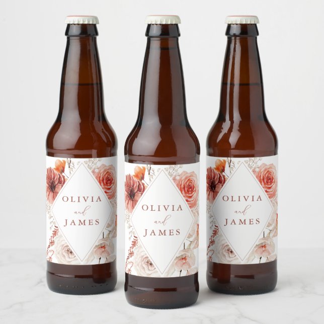 Botanische Boho-Blumenzange Bierflaschenetikett (Flaschen)