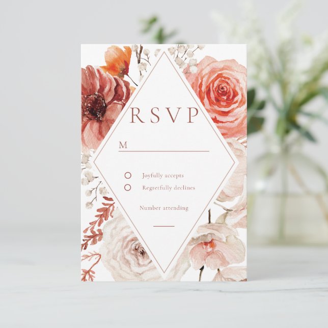 Botanische Boho-Blumenzange RSVP Karte (Stehend Vorderseite)